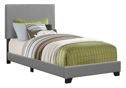 Grey Twin Bed Frame - Upholstered Platform Bed for Bedroom