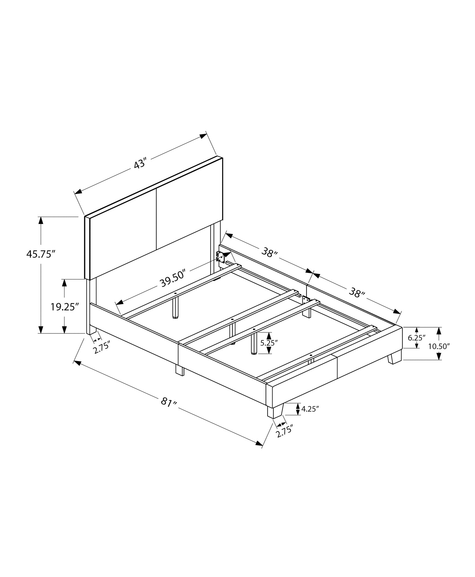 Grey Twin Bed Frame - Upholstered Platform Bed for Bedroom