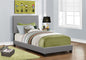 Bed, Twin Size, Bedroom, Upholstered, Grey Leather Look, Transitional
