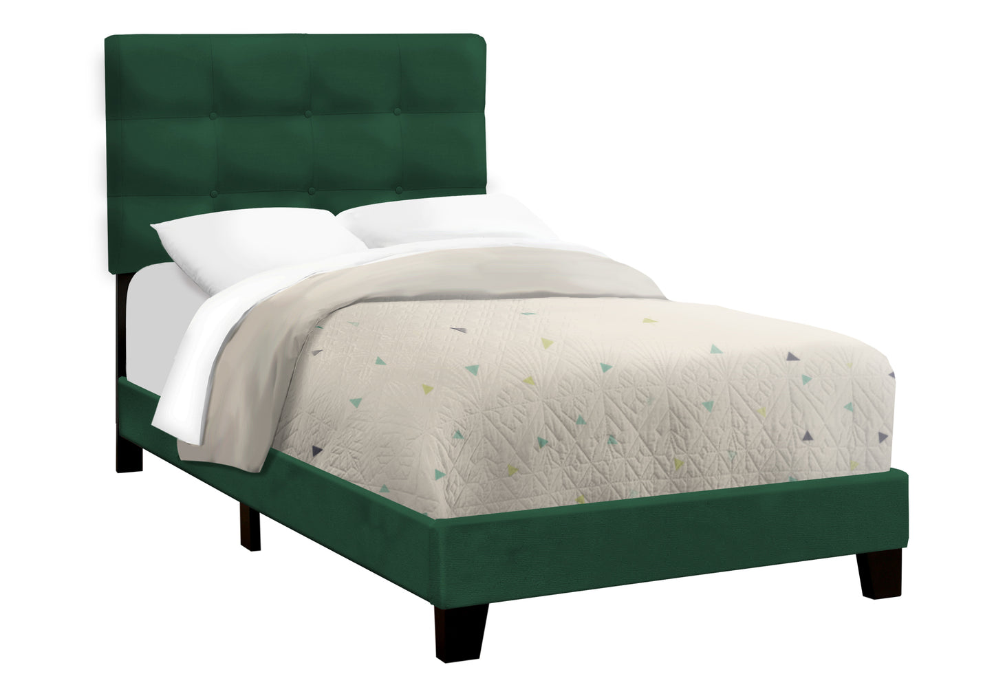 Twin Size Green Velvet Upholstered Bed Frame for Bedroom