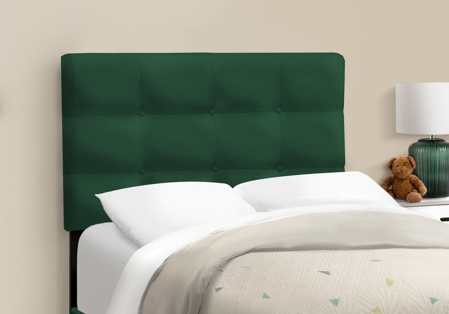 Twin Size Green Velvet Upholstered Bed Frame for Bedroom