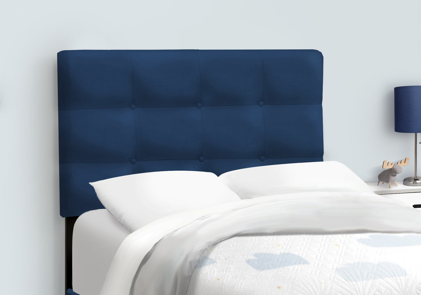 Navy Blue Velvet Upholstered Twin Bed Frame - Youth Bedroom