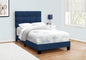 Bed, Twin Size, Upholstered, Bedroom, Frame Only, Youth, Teen, Juvenile, Blue Velvet, Transitional