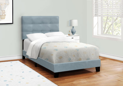 Twin Size Blue Velvet Upholstered Bed Frame