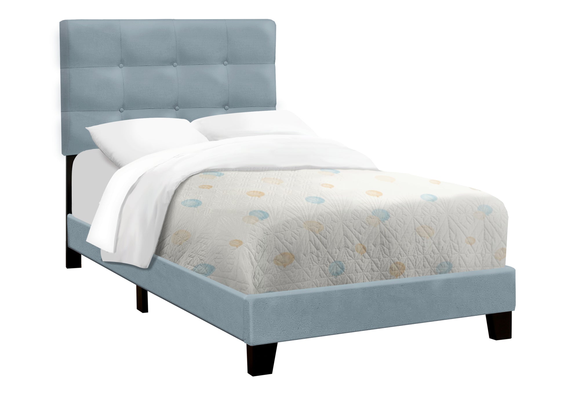 Twin Size Blue Velvet Upholstered Bed Frame
