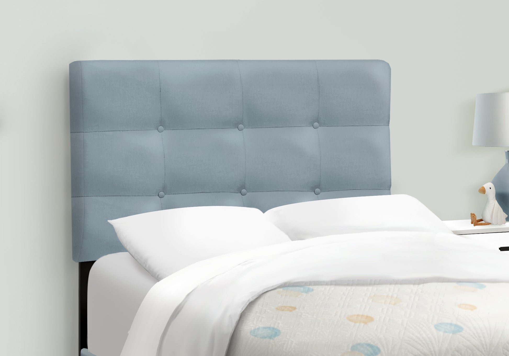 Twin Size Blue Velvet Upholstered Bed Frame