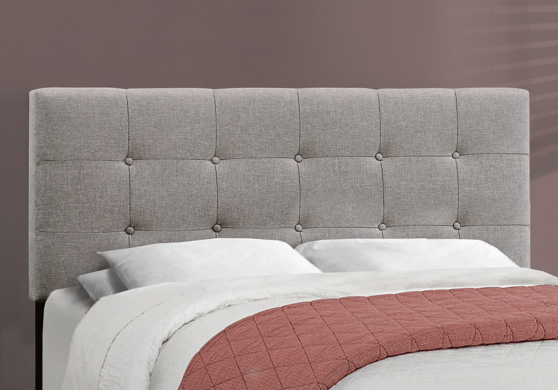 Grey Upholstered Queen Bed Frame - Linen Look
