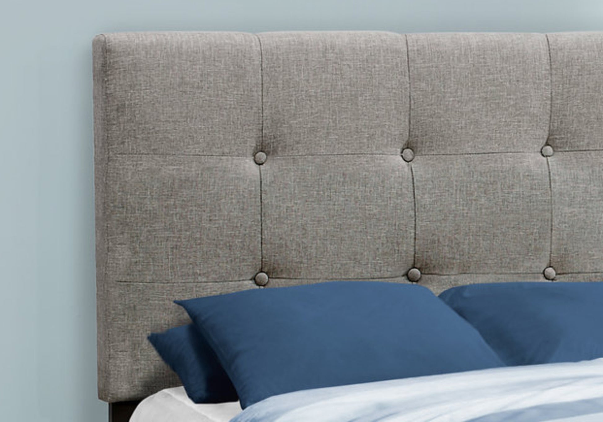Grey Linen Twin Size Platform Bed Frame for Bedroom