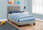 Bed, Twin Size, Upholstered, Bedroom, Frame Only, Youth, Teen, Juvenile, Grey Linen Look, Transitional