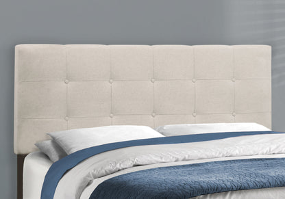 Queen Upholstered Bed Frame Beige Linen Look for Bedroom