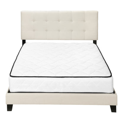 Queen Upholstered Bed Frame Beige Linen Look for Bedroom