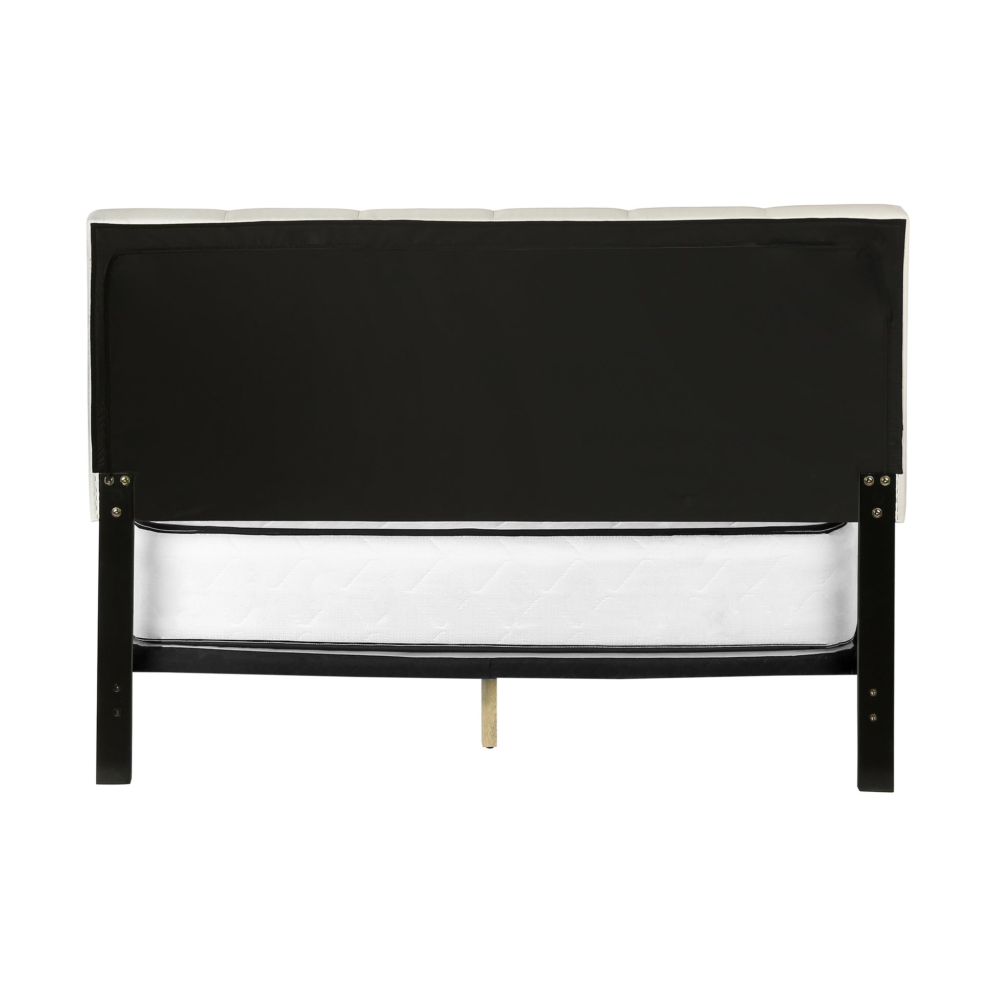 Queen Upholstered Bed Frame Beige Linen Look for Bedroom