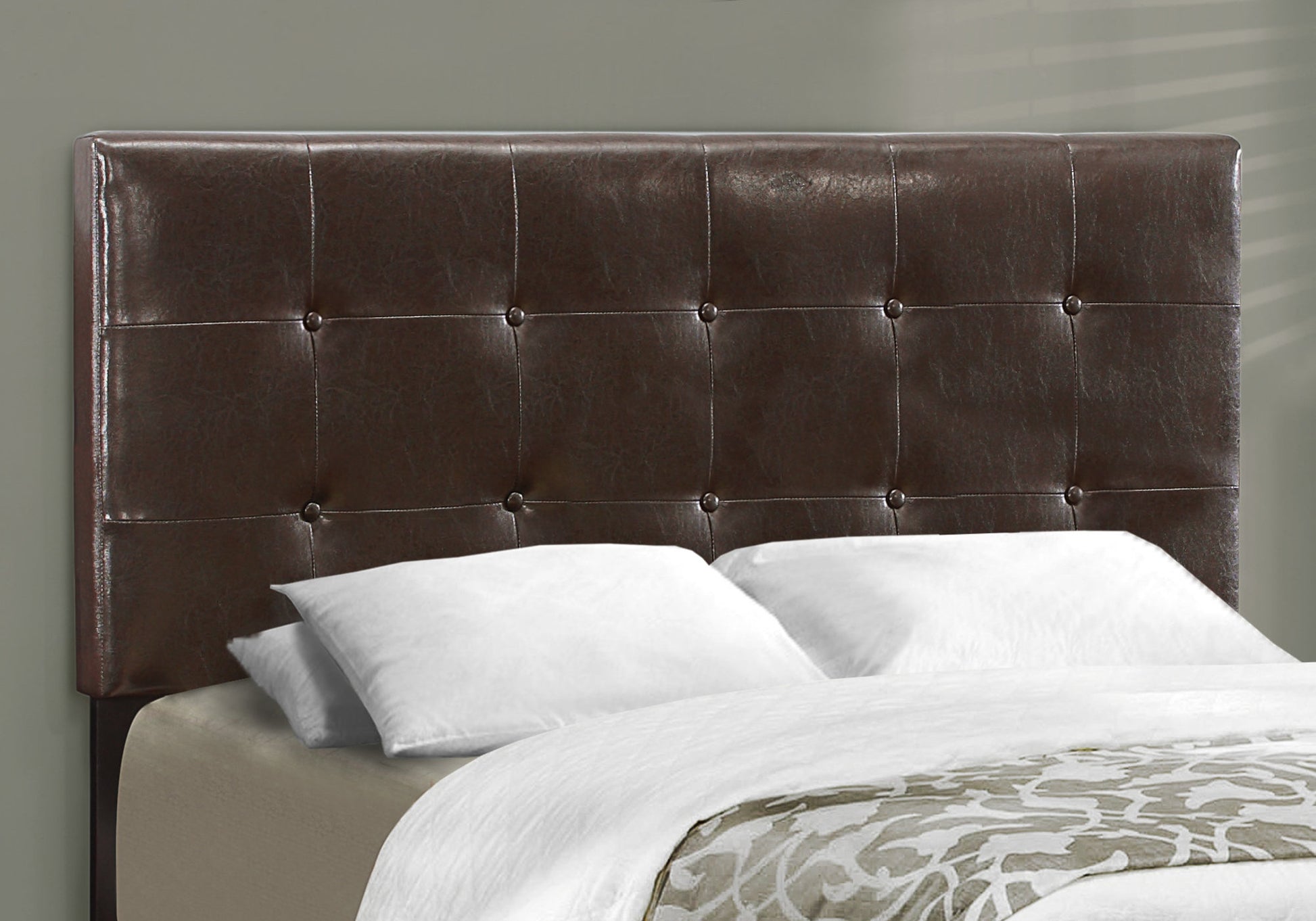Full Size Brown Leather Look Bed Frame
