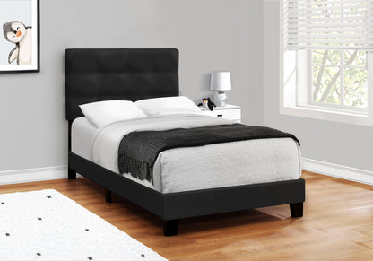 Bed, Twin Size, Upholstered, Bedroom, Frame Only, Youth, Teen, Juvenile, Black Velvet, Transitional