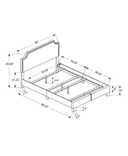 Grey Linen Upholstered Full Size Bed Frame
