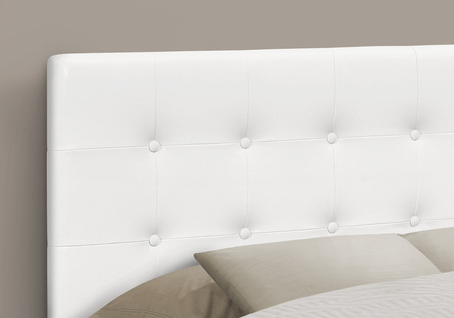 Full Size White Upholstered Leather Headboard for Bedroom