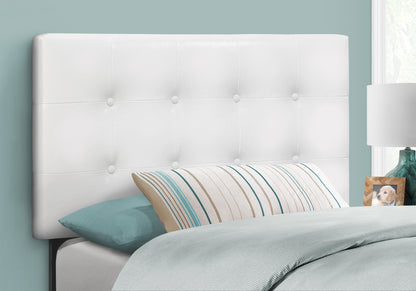 Bed, Headboard Only, Twin Size, Bedroom, Upholstered, White Leather Look, Transitional