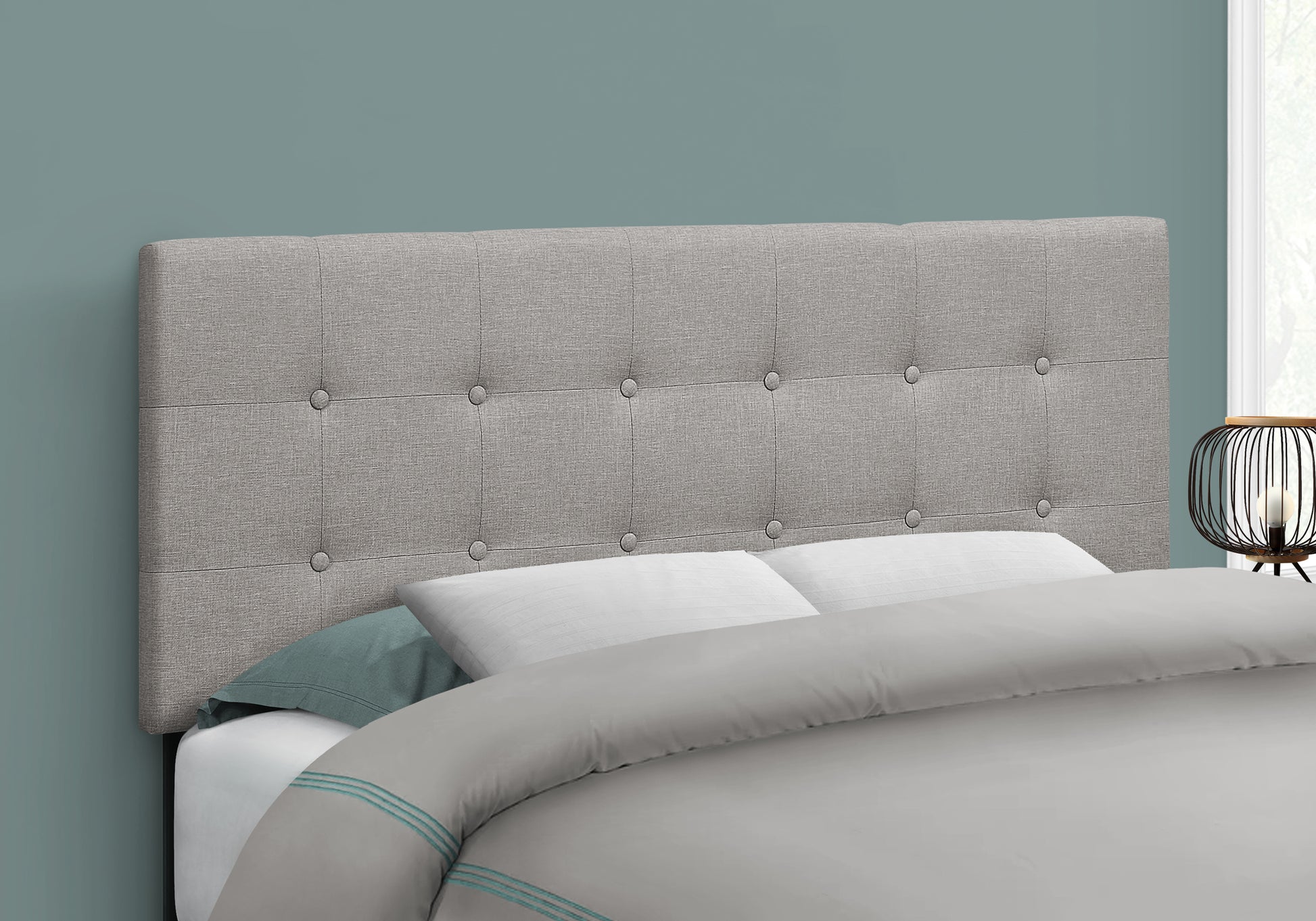 Bed, Headboard Only, Full Size, Bedroom, Upholstered, Grey Linen Look, Transitional