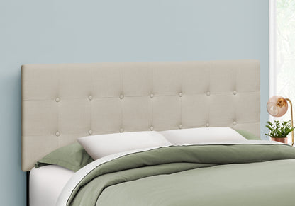 Queen Size Beige Upholstered Button Headboard for Bedroom