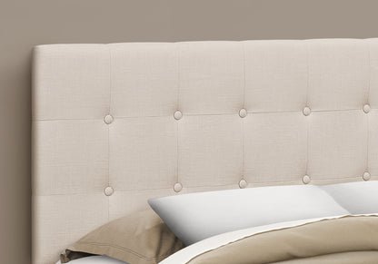 Queen Size Beige Upholstered Button Headboard for Bedroom