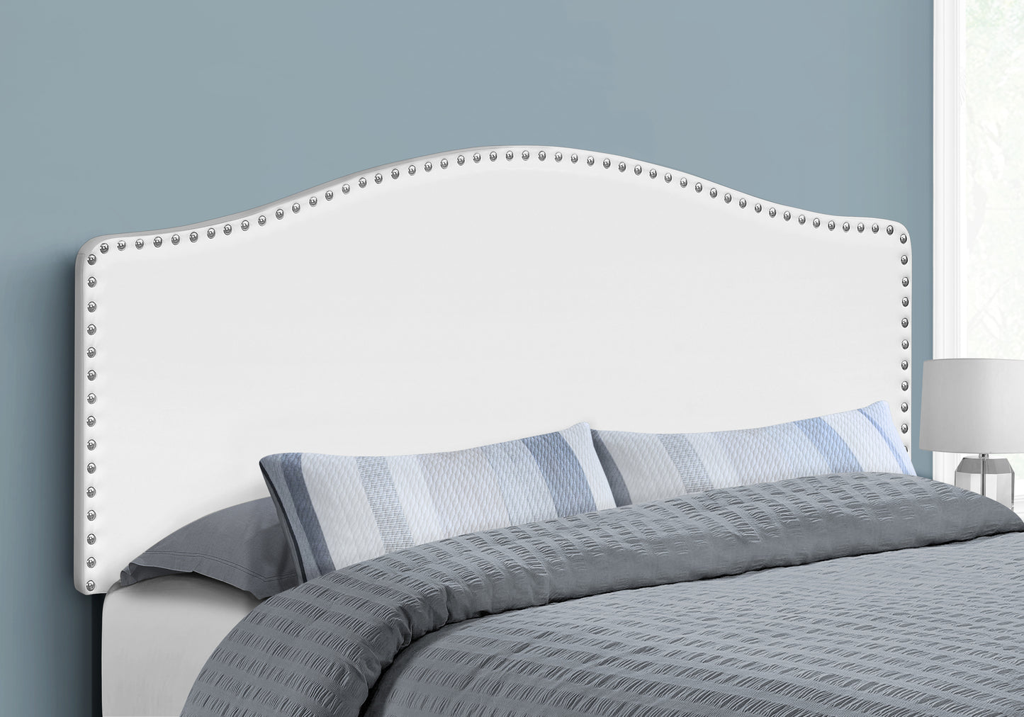Bed, Headboard Only, Queen Size, Bedroom, Upholstered, White Leather Look, Transitional