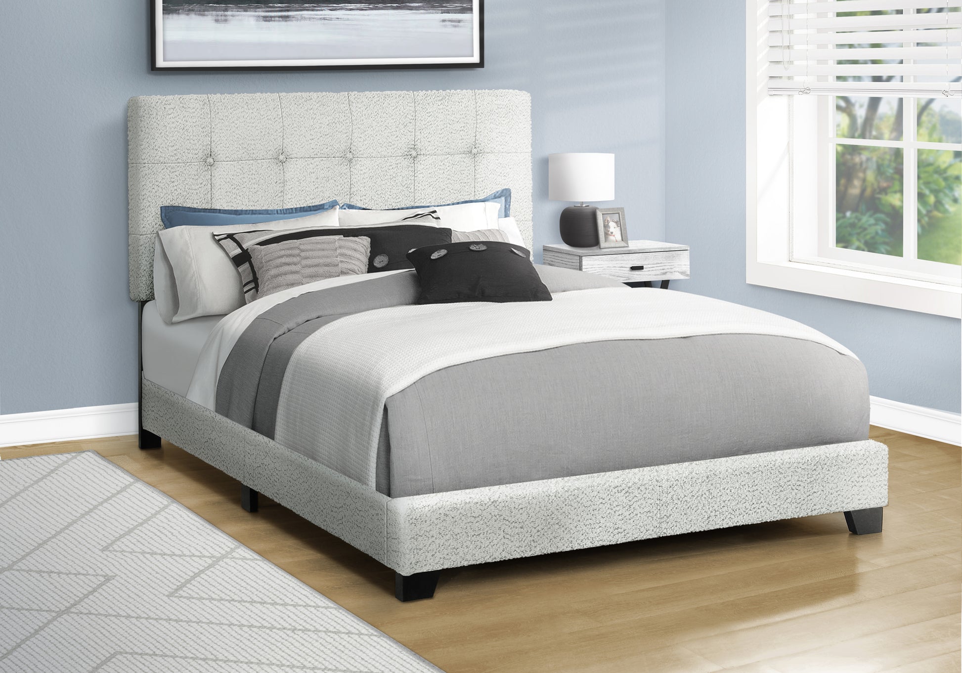 Bed, Full Size, Bedroom, Upholstered, Frame Only, Transitional