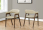 Dining Chair, 32" Height, Set Of 2, Side, Upholstered, Dining Room, Kitchen, Dark Walnut, Sand Fabric, Mid Century, Modern