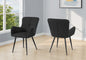 Dining Chair, 33" Height, Set Of 2, Upholstered, Side, Dining Room, Kitchen, Black Suede Look, Black Metal, Contemporary, Modern