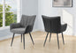 Dining Chair, 35" Height, Set Of 2, Upholstered, Side, Dining Room, Kitchen, Dark Grey Fabric, Black Leather Look, Contemporary, Modern