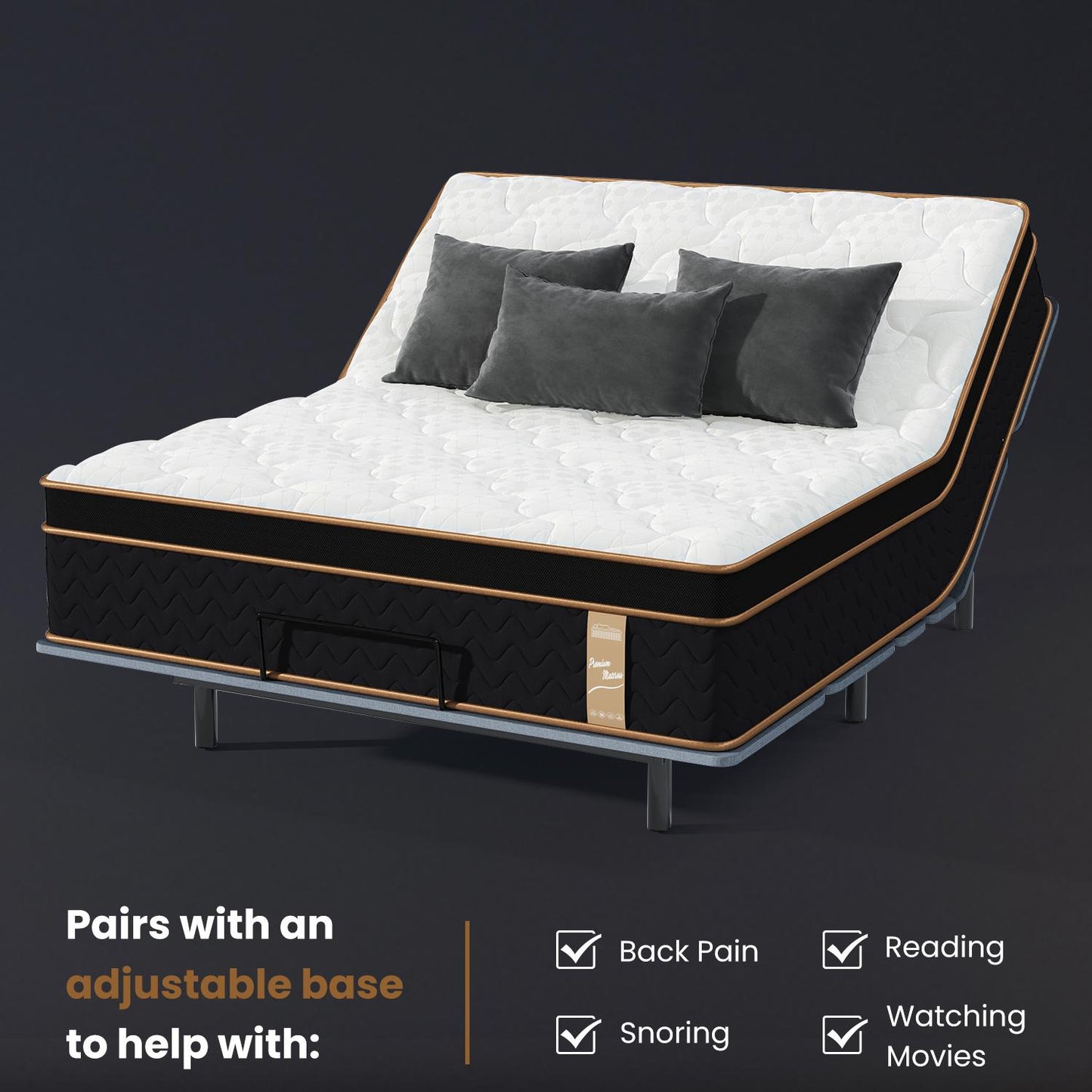 Full Size Plush Memory Foam Mattress - White+Black Modern