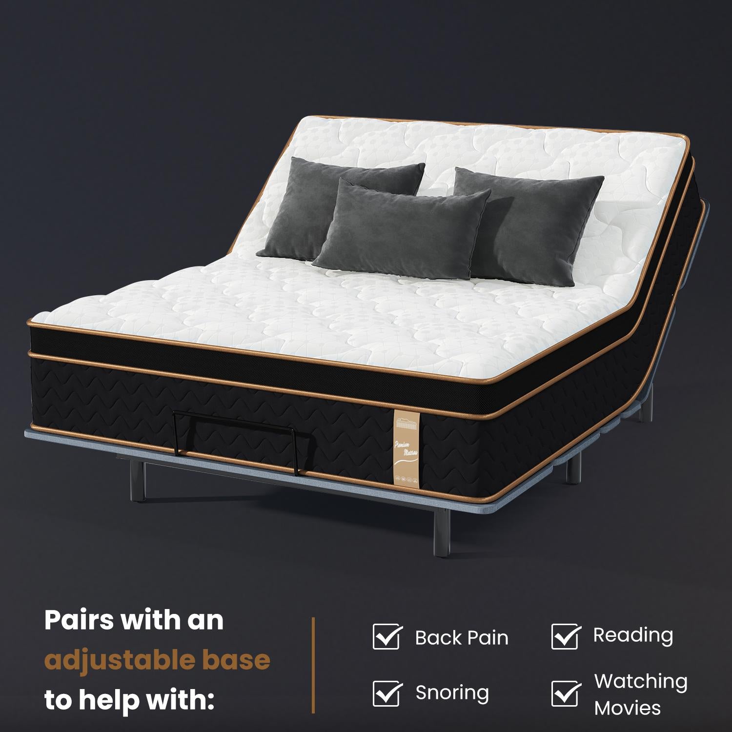 Full Size Plush Memory Foam Mattress - White+Black Modern
