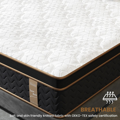 Queen Size White Black Memory Foam Mattress - Modern Bedroom