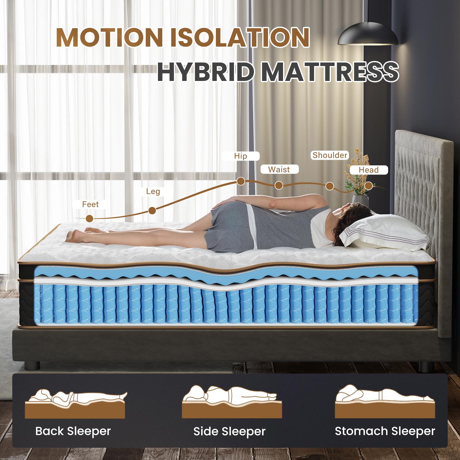 Queen Size White Black Memory Foam Mattress - Modern Bedroom