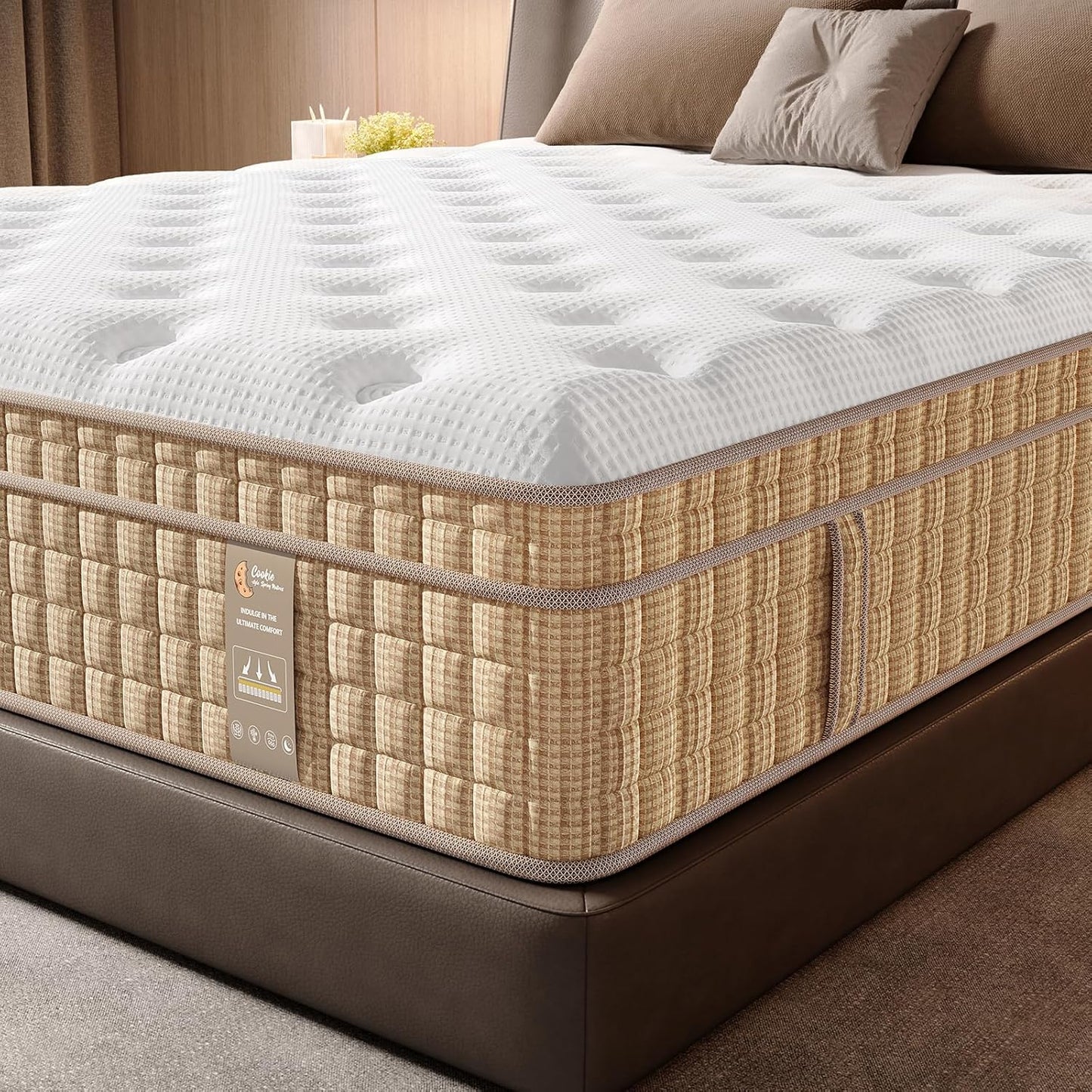 Queen Memory Foam Mattress - Beige White Modern Comfort for Bedroom