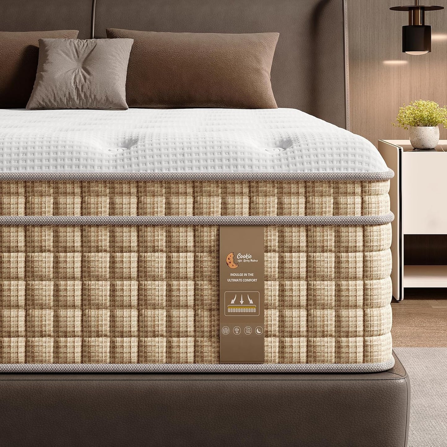 Queen Memory Foam Mattress - Beige White Modern Comfort for Bedroom