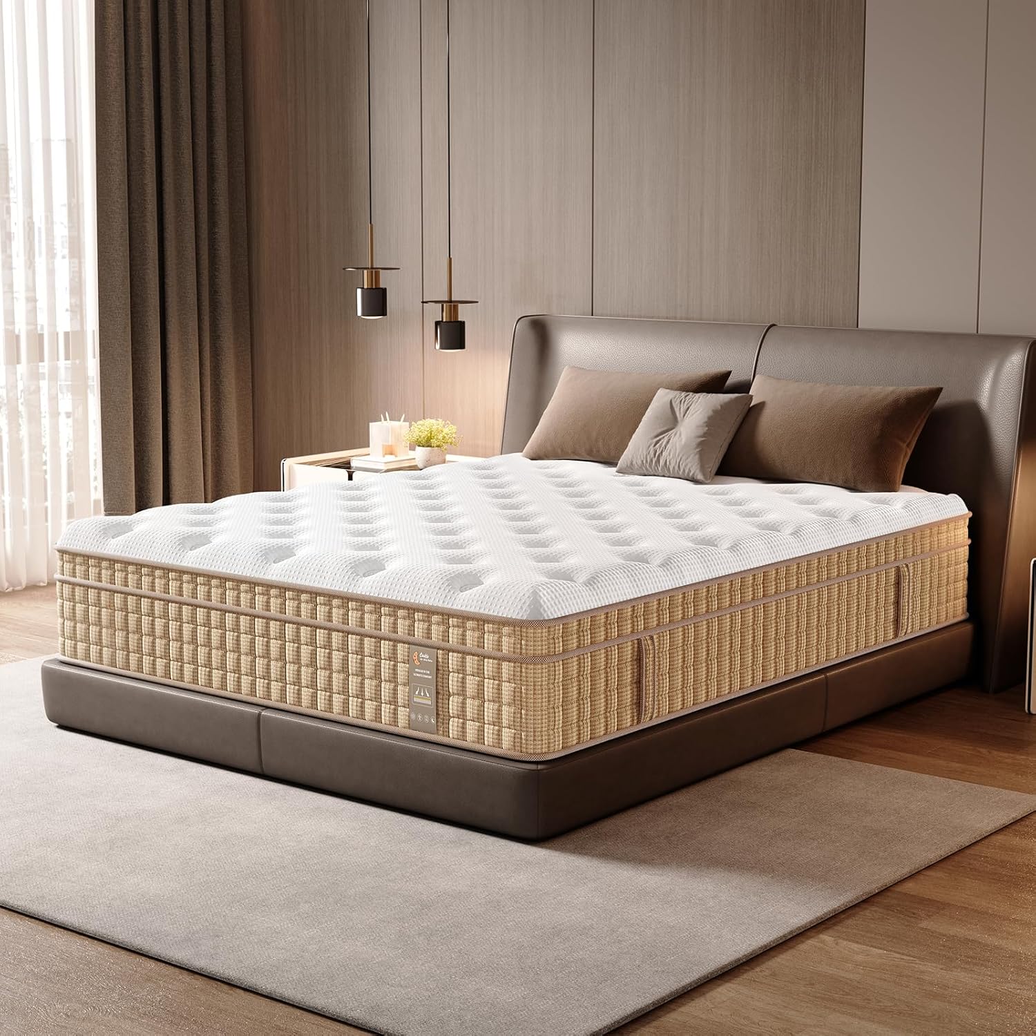 Queen Memory Foam Mattress - Beige White Modern Comfort for Bedroom