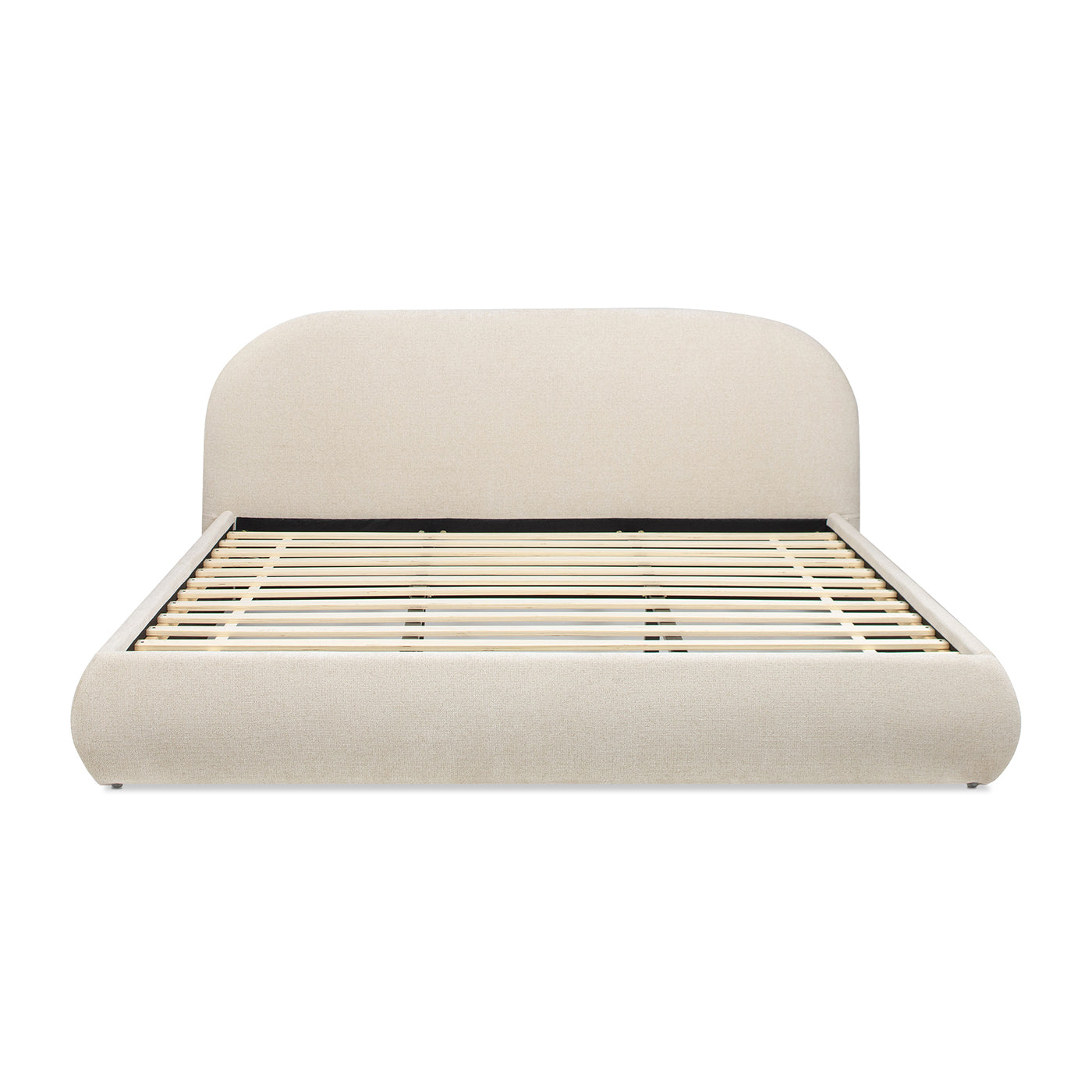 Light Beige Chenille Puffy Platform Bed - 89.5" Queen