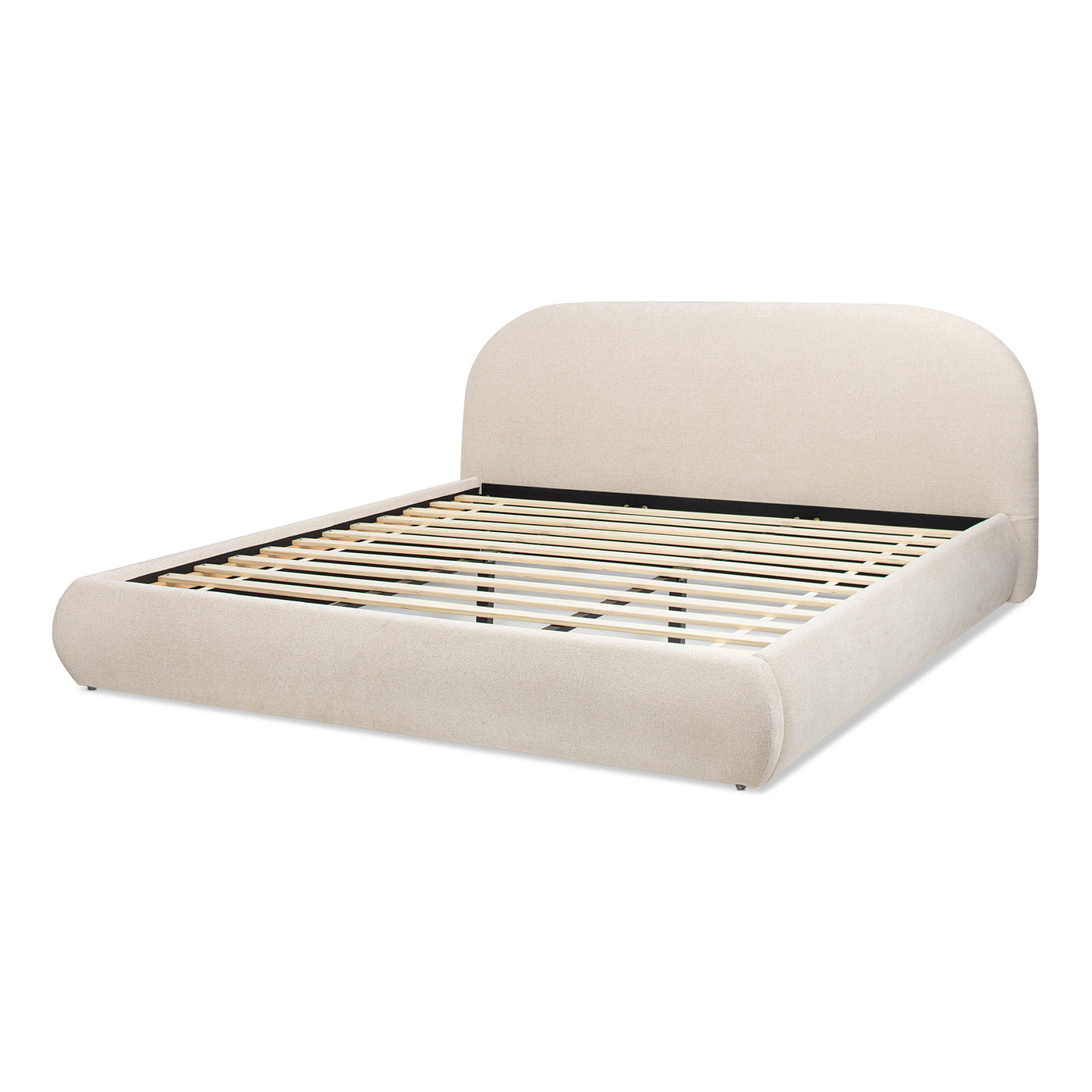 Light Beige Chenille Puffy Platform Bed - 89.5" Queen