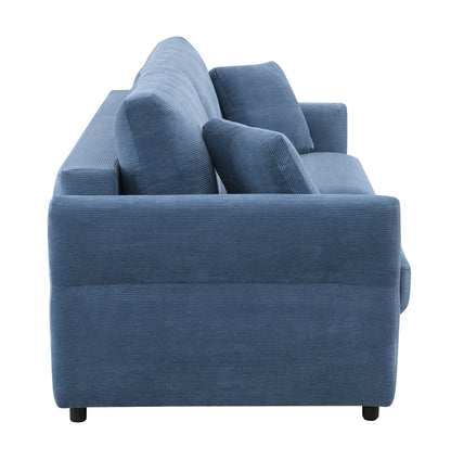 Blue Fabric Pull-out Sleeper Sofa with Storage for Living Room