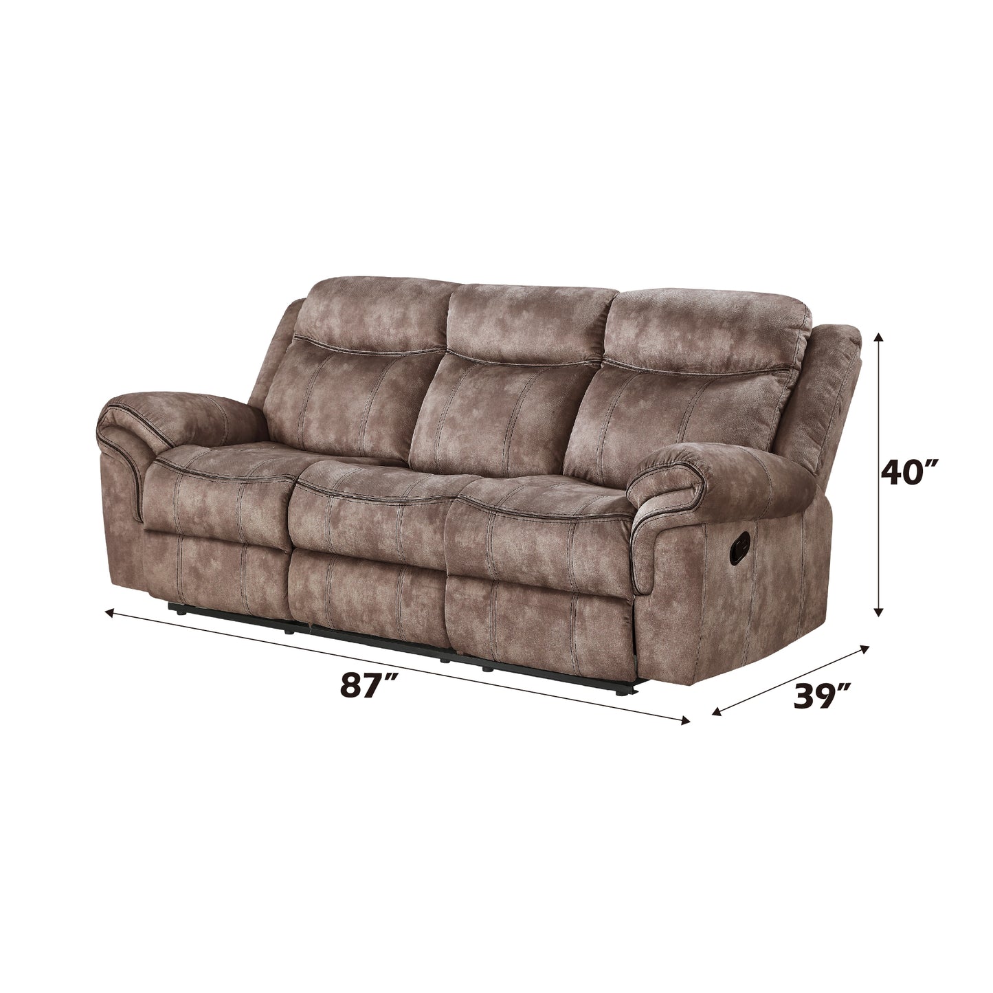 Chocolate Velvet Reclining Sofa - 2 Seat
