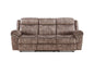Zubaida Two Tone Chocolate Velvet Recliner Sofa w/USB Port & Drop Down Table