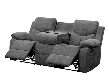 Kalen Gray Chenille Sofa w/ Drop Down Table