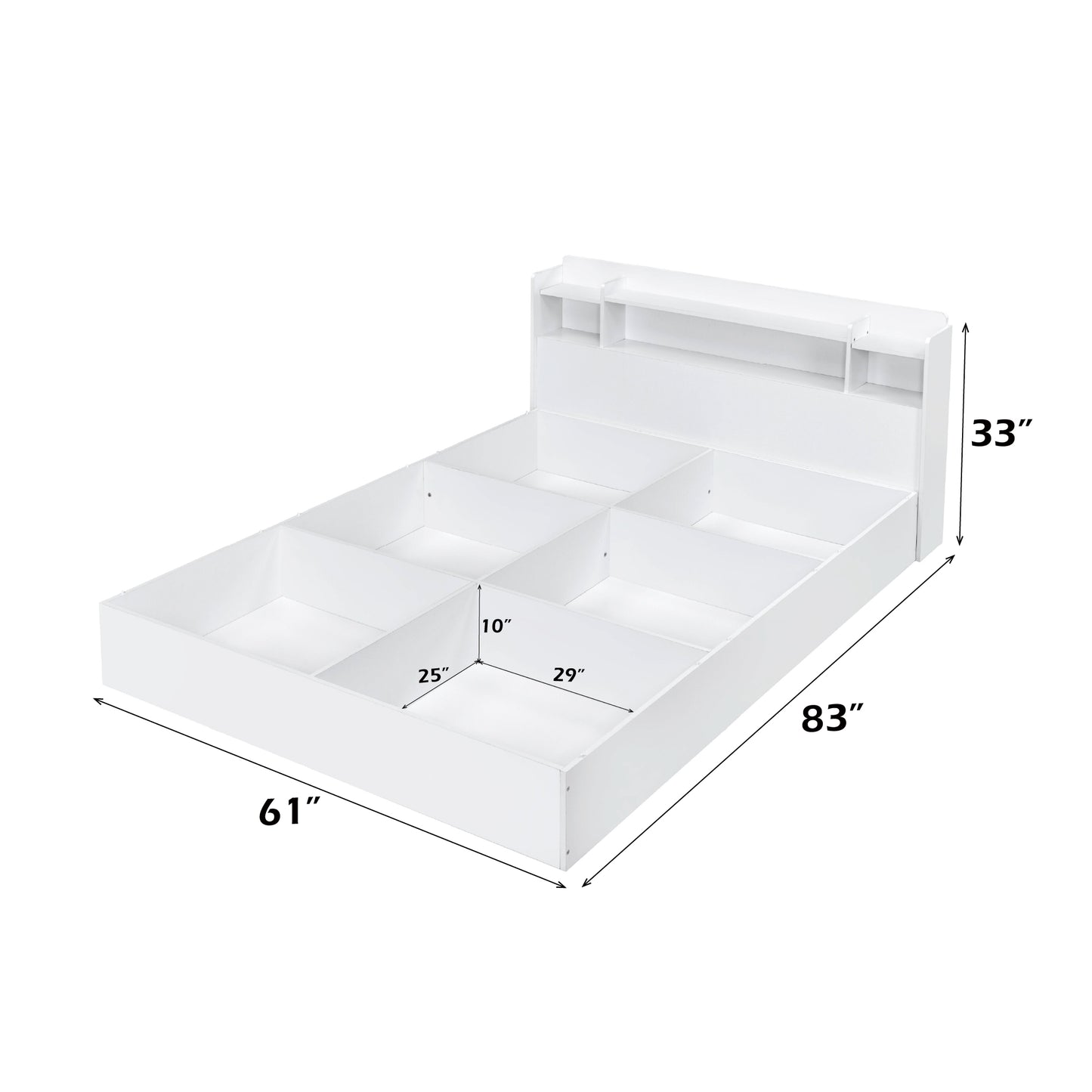 Perse White Queen Bed with Storage - 83" Headboard