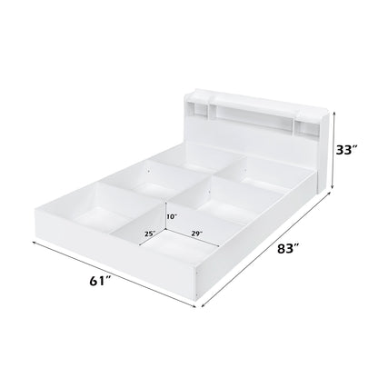 Perse White Queen Bed with Storage - 83" Headboard