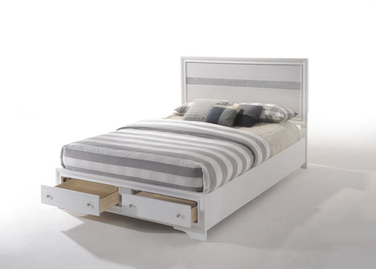 Naima White Finish Queen Bed W/Storage