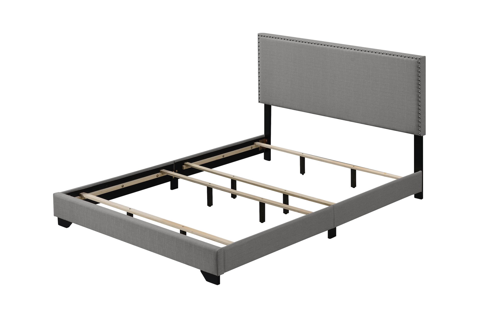 Light Gray Fabric Queen Bed - 84" Box Frame for Bedroom