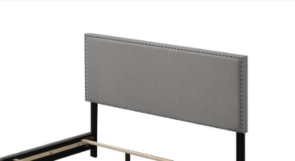 Light Gray Fabric Queen Bed - 84" Box Frame for Bedroom