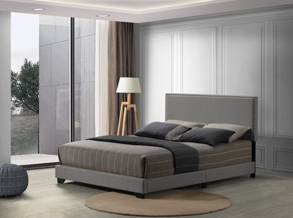 Leandros Light Gray Fabric Queen Bed