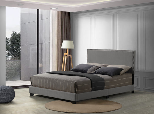 Leandros Light Gray Fabric Queen Bed