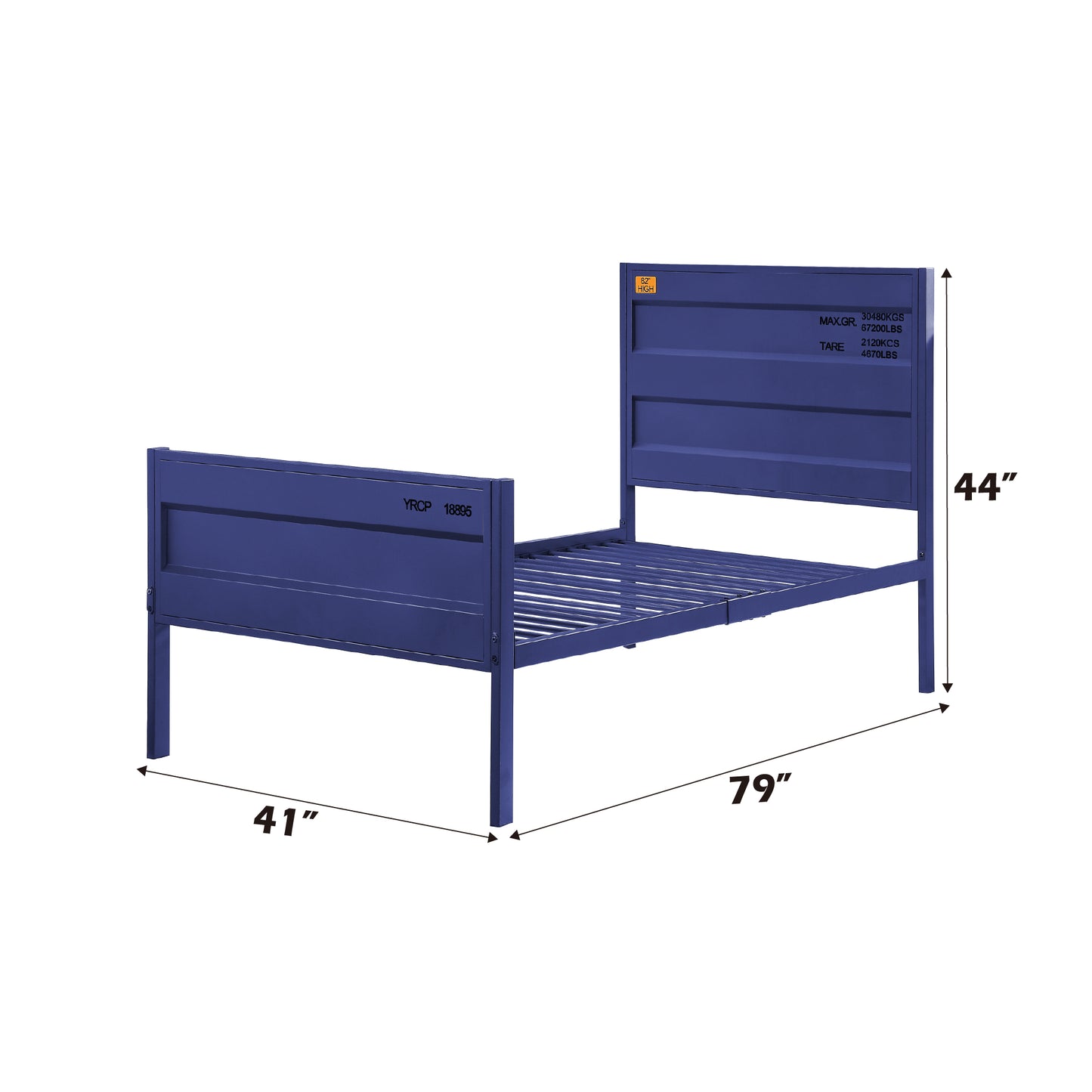 Blue Metal Cargo Style Twin Bed Frame